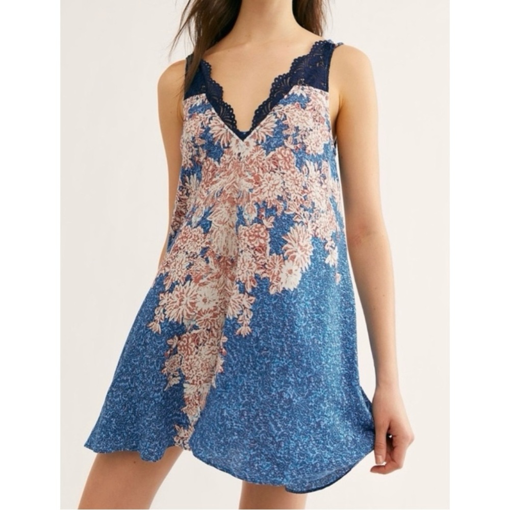 Free People Morning Sun Slip Dress Blue NWT